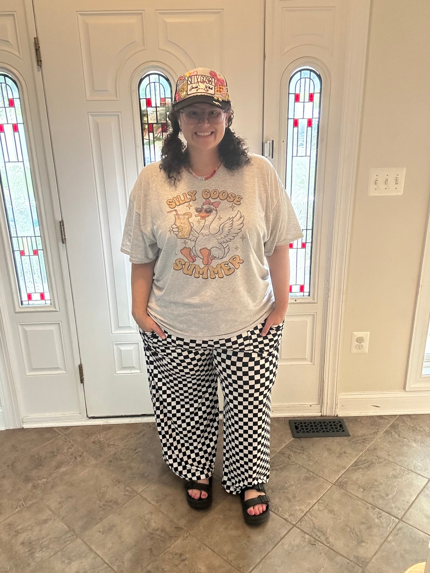 Haddie Wide Leg Checkered Pants