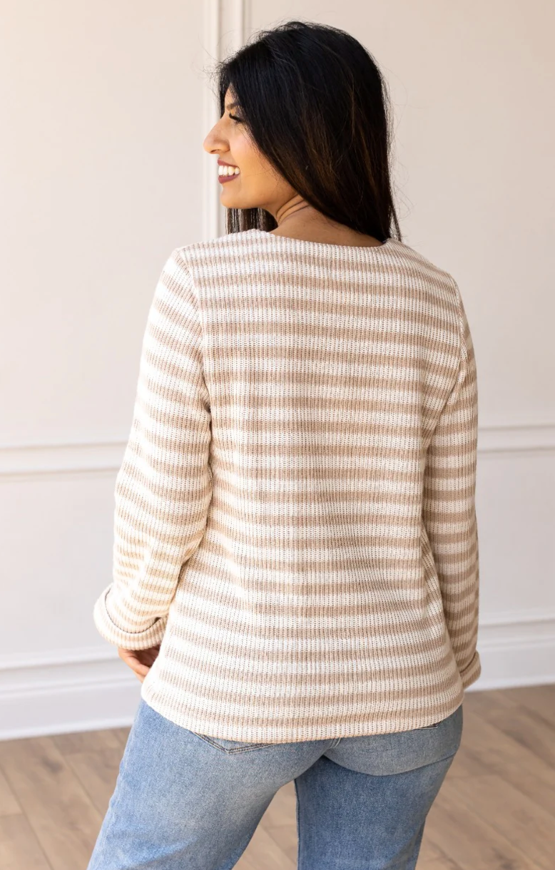 Pretty Idea Tan Stripe Sweater