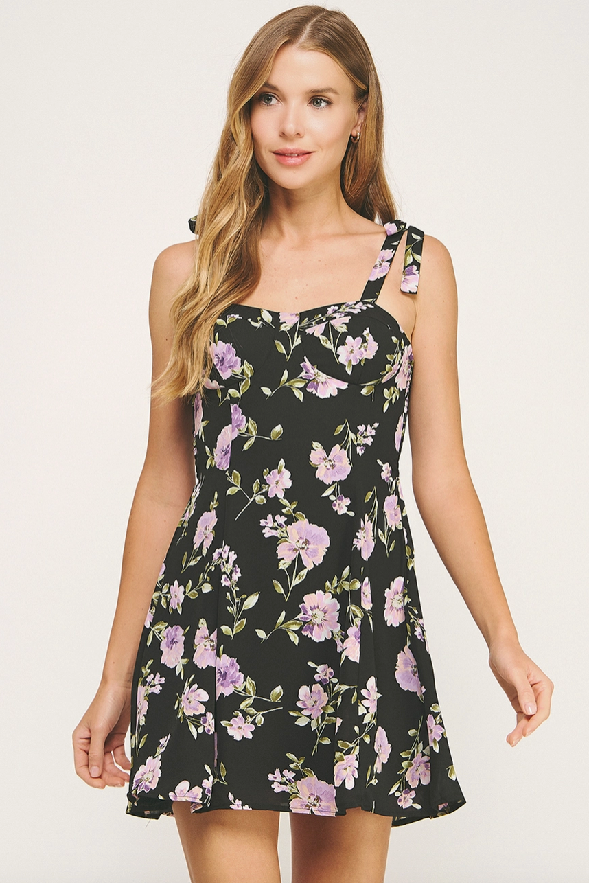 Throwback Purple Petal Mini Dress