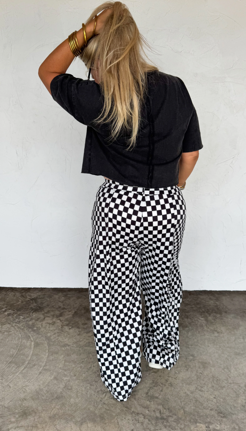 Haddie Wide Leg Checkered Pants
