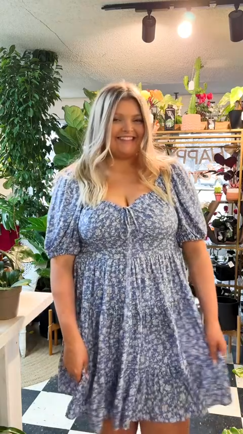 Blue Floral Babydoll Dress